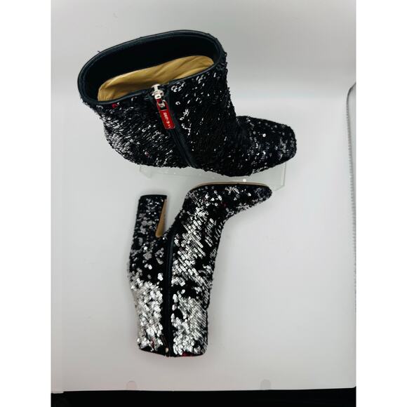 Jimmy Choo Black Silver Party sequin embellishment  booties size EU 35.5